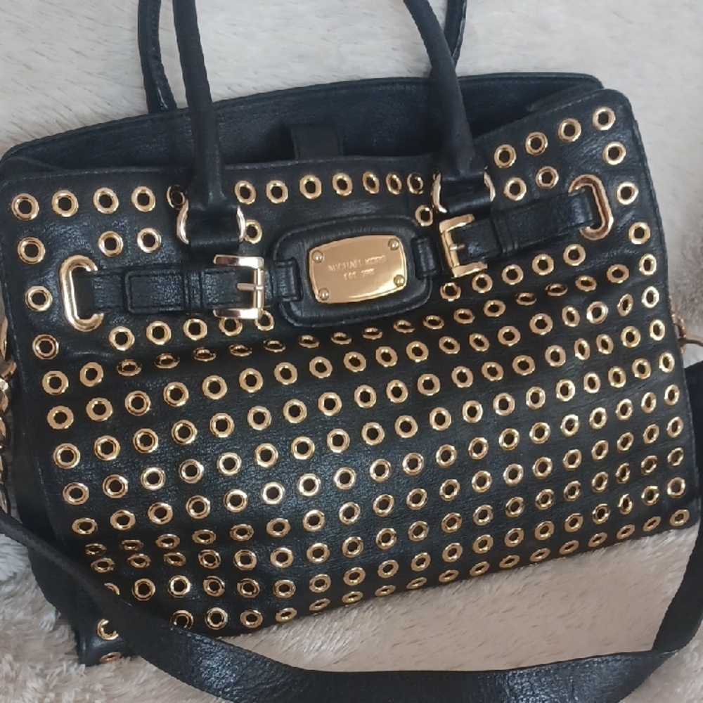 Michael Kors Black and Gold Studded Women's Bag-HB265